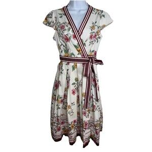 Anthropologie Gal Meets Glam Teresa Floral Wrap Dress Size 0 Stretch Tradwife